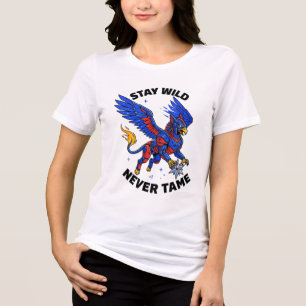 Bleib Wild Niemals Zahm Cybernetischer Greif Grafi Tri-Blend Shirt