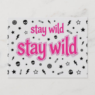 Bleib wild Pink Grunge Rocker Postkarte