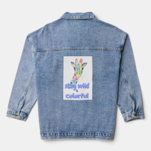 Bleib wild und bunt – Süße bunte Giraffe Aquarell Jeansjacke