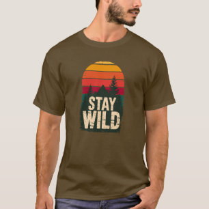 Bleib Wild Vintage-Sonnenuntergang-Berg-T-Shirt T-Shirt