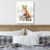 Bleib wild – Vintage-Wald-Fuchs-Kunst Leinwanddruck (Insitu (Schlafzimmer))