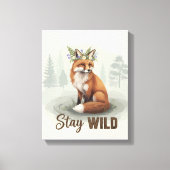 Bleib wild – Vintage-Wald-Fuchs-Kunst Leinwanddruck (Vorderseite)