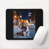 Bleib wild Waschbär Halloween Eiscafé trinken Mousepad (Mit Mouse)