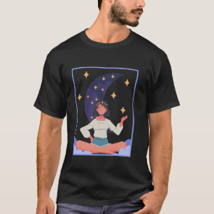 Bleib wildes Mondkind Hippie, das auf zunehmendem  T-Shirt