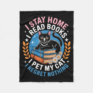 Bleib zu Hause, lies Bücher, streichle Katze, lust Fleecedecke
