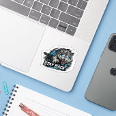 Bleib zurück Wolf Autoaufkleber Aufkleber (Laptop mit iPhone)