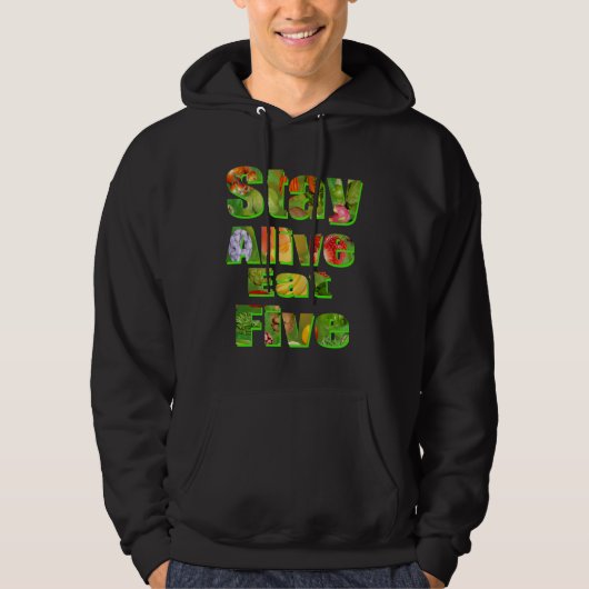 Bleibe Alive Eat Five Fruit Veg Logo Hoodie (Vorderseite)