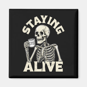 Bleibe Alive Funny Halloween Skeleton Drinking Co Magnet