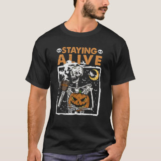 Bleibe Alive Skeleton Drink Kaffee Sonniges Skelet T-Shirt