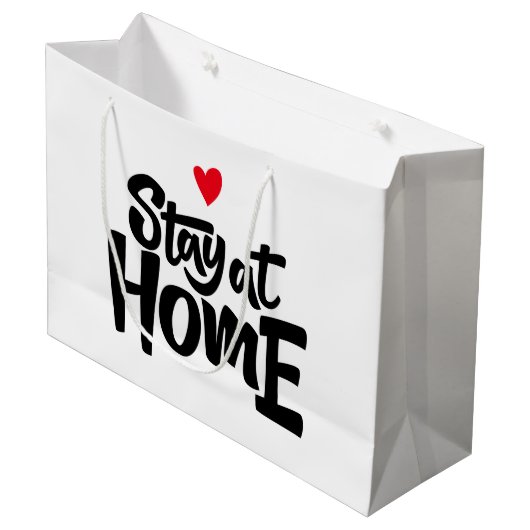 Bleibe am Herzen der Zuhause Große Geschenktüte (Vorderseite Schrägansicht)
