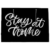 Bleibe auf Zuhause| Extravaganter Schriftart Große Geschenktüte (Rückseite)
