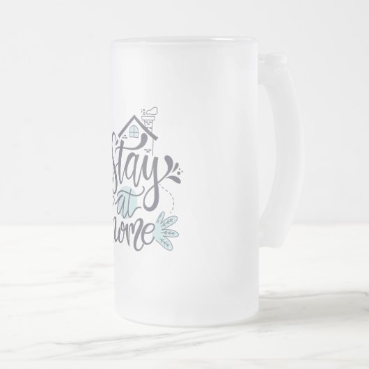 Bleibe auf Zuhause Mattglas Bierglas (VorderseiteRechts)
