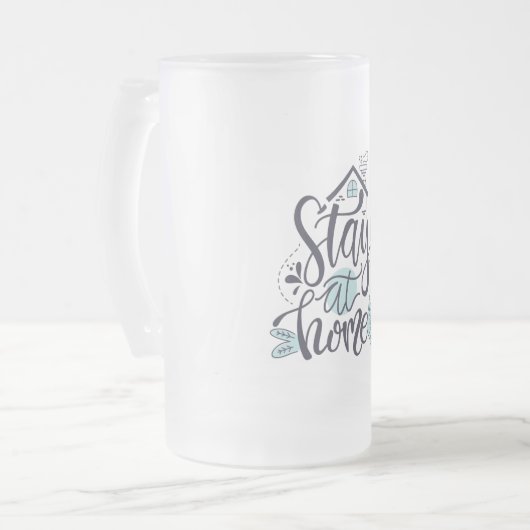 Bleibe auf Zuhause Mattglas Bierglas (Vorderseite Links)
