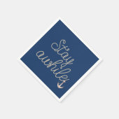 Bleibe Awhile Nautical Rope on Blue Serviette (Ecke)