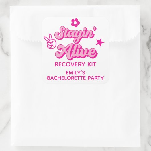Bleibe Bachelorette-Erholung-Kit Quadratischer Aufkleber (Tasche)