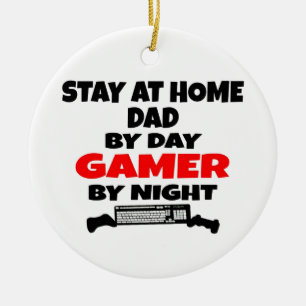 Bleibe bei Zuhause Vater Gamer Keramik Ornament