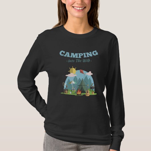 Bleibe Bergwald Wandern Camping T-Shirt (Vorderseite)