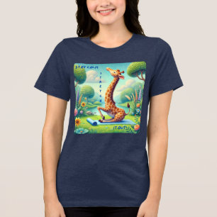 Bleibe Calm Stretch It Out - Giraffe Yoga Design Tri-Blend Shirt