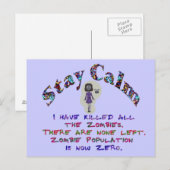 Bleibe Calm Zombies sind tot Postkarte (Vorne/Hinten)