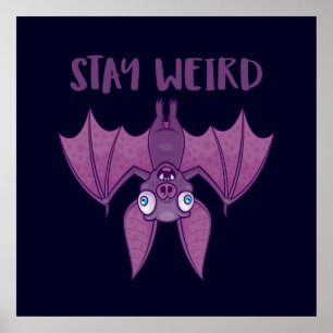 Bleibe Cartoon Bat Poster