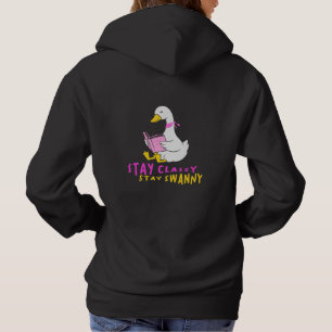 Bleibe Classy Bleibe Swanny Funny Reading Swan Des Hoodie