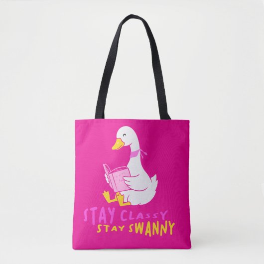 Bleibe Classy Bleibe Swanny Funny Reading Swanny Tasche (Vorderseite)