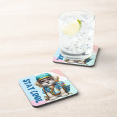 Bleibe Coolen Hundes mit Brillenkappe zurück in di Getränkeuntersetzer (Rechte Seite)