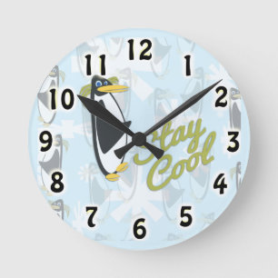 Bleibe Coolen Time Penguin Pal Niedlich Bird Carto Runde Wanduhr