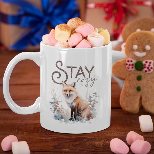 Bleibe Cosy Woodland Fox Weihnachten Kaffeetasse