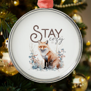 Bleibe Cosy Woodland Fox Weihnachten Ornament Aus Metall