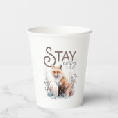 Bleibe Cosy Woodland Fox Weihnachten Pappbecher (Rückseite)