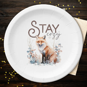Bleibe Cosy Woodland Fox Weihnachten Pappteller