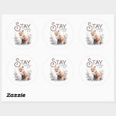 Bleibe Cosy Woodland Fox Weihnachten Runder Aufkleber (Blatt)