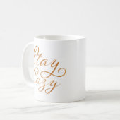 Bleibe Cozy | Elegante Gold Handwriting Holiday Tr Kaffeetasse (Vorderseite Links)