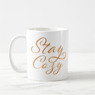 Bleibe Cozy   Elegante Gold Handwriting Holiday Tr Kaffeetasse