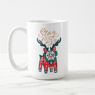 Bleibe Cozy   French Bulldog Rentier Christmas Kaffeetasse