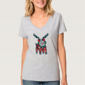 Bleibe Cozy | French Bulldog Rentier Christmas T-Shirt (Vorderseite)