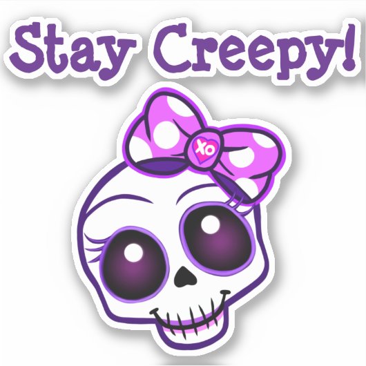 "Bleibe Creepy!" Creepy Kawaii Skull Vinyl Sticker (Vorderseite)