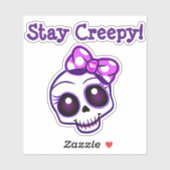 "Bleibe Creepy!" Creepy Kawaii Skull Vinyl Sticker (Blatt)