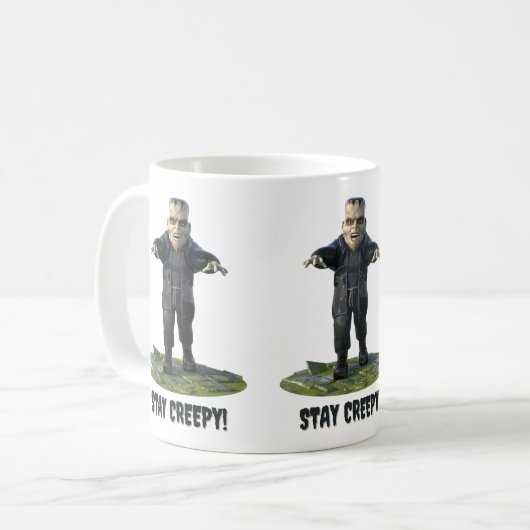 Bleibe Creepy! Frankensteins Monster Kaffeetasse (Vorderseite Links)