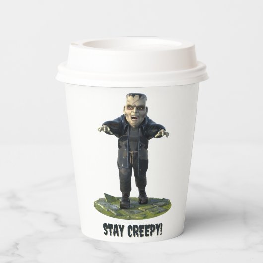 Bleibe Creepy! Frankensteins Monster Pappbecher (Rückseite)