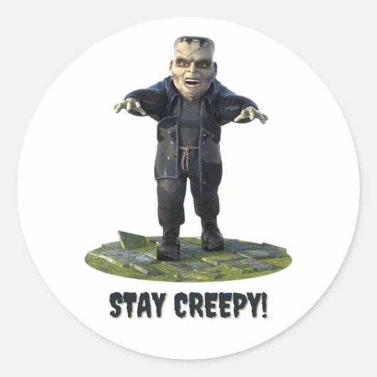 Bleibe Creepy! Frankensteins Monster Runder Aufkleber (Vorderseite)