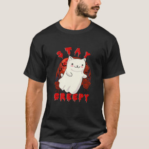 Bleibe Creepy Niedlich Kitty Cat Halloween-Kostüm T-Shirt