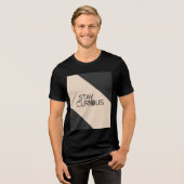 Bleibe Curious - Moderne Minimalistische Typografi Tri-Blend Shirt (Vorderseite voll)