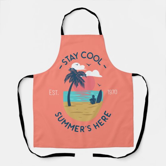 Bleibe den Coolen Sommer hier Beach Sunset Schürze (Vorderseite)