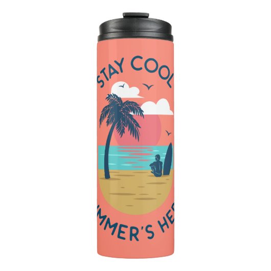 Bleibe den Coolen Sommer hier Beach Sunset Thermosbecher (Vorderseite)