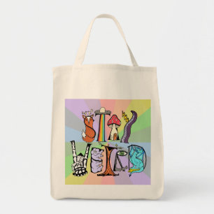 Bleibe der komischen Tote Bag Rainbow Background Tragetasche