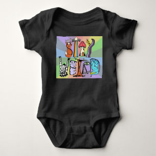 Bleibe des seltsamen Baby Bodysuit Rainbow Backgro Strampler