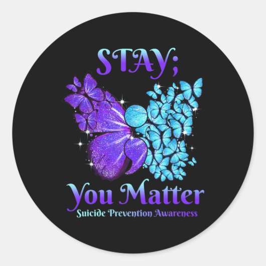 Bleibe dir Problem Schmetterling Semicolon Suicide Runder Aufkleber (Vorderseite)