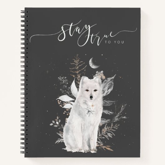 Bleibe dir treu beim Snowy Fox Notebook - sei selb Notizblock (Vorderseite)
